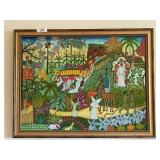 Signed Italian folk Art Framed Painting