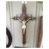 Oak & Brass Crucifix
