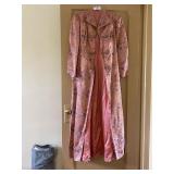 Vintage Pink / Gold Jacquard Full Length Coat