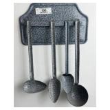 Wall Mounted Rack Enameled Utensil Set