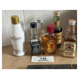 6 Miniature Whiskey Bottles