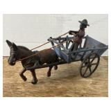 Vintage Cast Iron Donkey Cart & Man