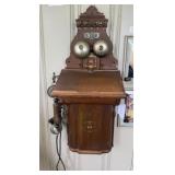 Antique Oak Wall Telephone