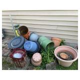 Lot of Potting Planters Baskets & Metal Spittoon