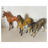 3 Collectible Plastic Horses and Donkey