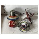 4 Vintage Toy Tops and Gyroscopes