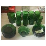 Vintage Forest Green Sandwich Glassware