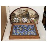 2 Vintage Marble Displays w/ Marbles