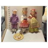 3 Vintage VSSR /Soviet Russian Folk Dolls