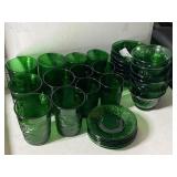Forest Green Sandwich Depression Glass Set