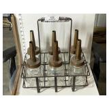 Wire Oil Bottle Carrier with Bottles