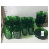 Forest Green Sandwich Depression Glass Set