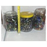 3 Jars of Vintage Collectible Marbles