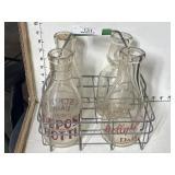 Wire Milk Bottle Carrier with Bottles
