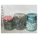 3 Jars of Collectible Marbles