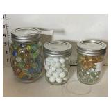 3 Jars of Collectible Marbles