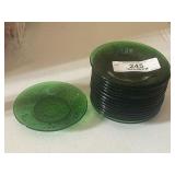 15 Vintage Forest Green Sandwich Glass Saucers