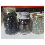 3 Vintage Jars Full of Marbles