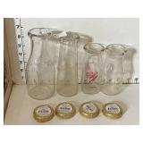 4 Collectible Glass Milk Bottles