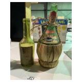 Vintage Green Glass Advertising Liquor Bottles