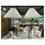 Pair of Modern Metal Lamps & Shades