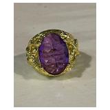 Large Orchid Quartz Ornate Cocktail Ring