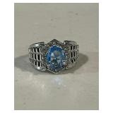 Solitaire Blue Topaz Estate Ring
