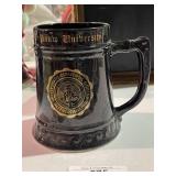 Vintage DePauw Black Ceramic Beer Mug