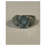 Sterling Silver Estate Blue Topaz Cocktail Ring