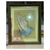 Framed Praying Hands Artwork Sketch