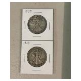 2 Walking Liberty Half Dollars