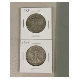 2 Walking Liberty Half Dollars