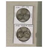 6 Silver Mercury Dimes