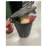 Trash Can With Wood Shavings