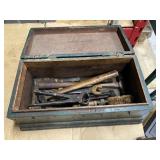 Antique Wooden Tool Box And Contents