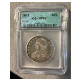 VF20 1831 Capped Bust Half Dollar