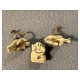 Vintage Carved Earring & Pendant