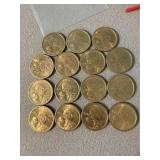 15 2000-P Sacagawea Golden Dollars