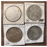 4 1921 Morgan Silver Dollars