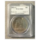 MS64 1882-CC Morgan Silver Dollar