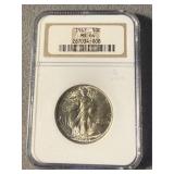 MS 64 1947 Walking Liberty Silver Half
