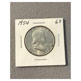 Nice 1954 Franklin Silver Half Dollar