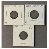 Three Nice Liberty Head 3 Cent Coins