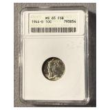 MS65 FSB 1944-D Mercury Silver Dime