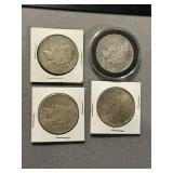 4 Silver Peace Dollars