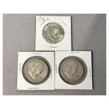 3 Franklin Silver Halves