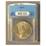MS 63 1934 Silver Peace Dollar