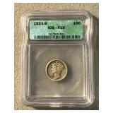 F15 1921-D Mercury Silver Dime