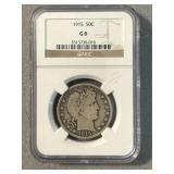 G 6 1915 Barber Silver Half Dollar