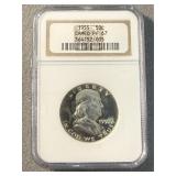Cameo PF 67 1955 Franklin Silver Half
